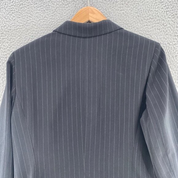 Le Suit Blazer Womens 16 Black Pinstripe Button Up Pockets Office Career Work - Picture 4 of 9